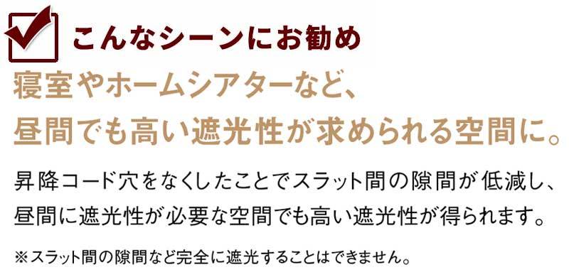 カーテンレールへ取付け可能 高遮光 高遮蔽 スラット穴なし ヨコ型