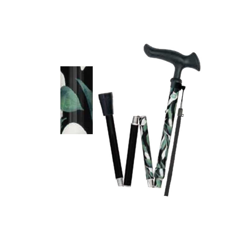 ウォーキング・ステッキ・杖 シニアサポート 歩く力を応援 かるがも ファムII 折畳 WB5224 花柄ネイビー