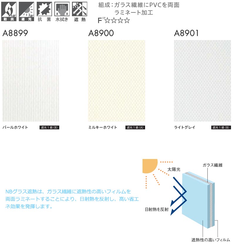 縦型ブラインド ニチベイ アルペジオ NBグラス遮熱 A8899〜A8901 