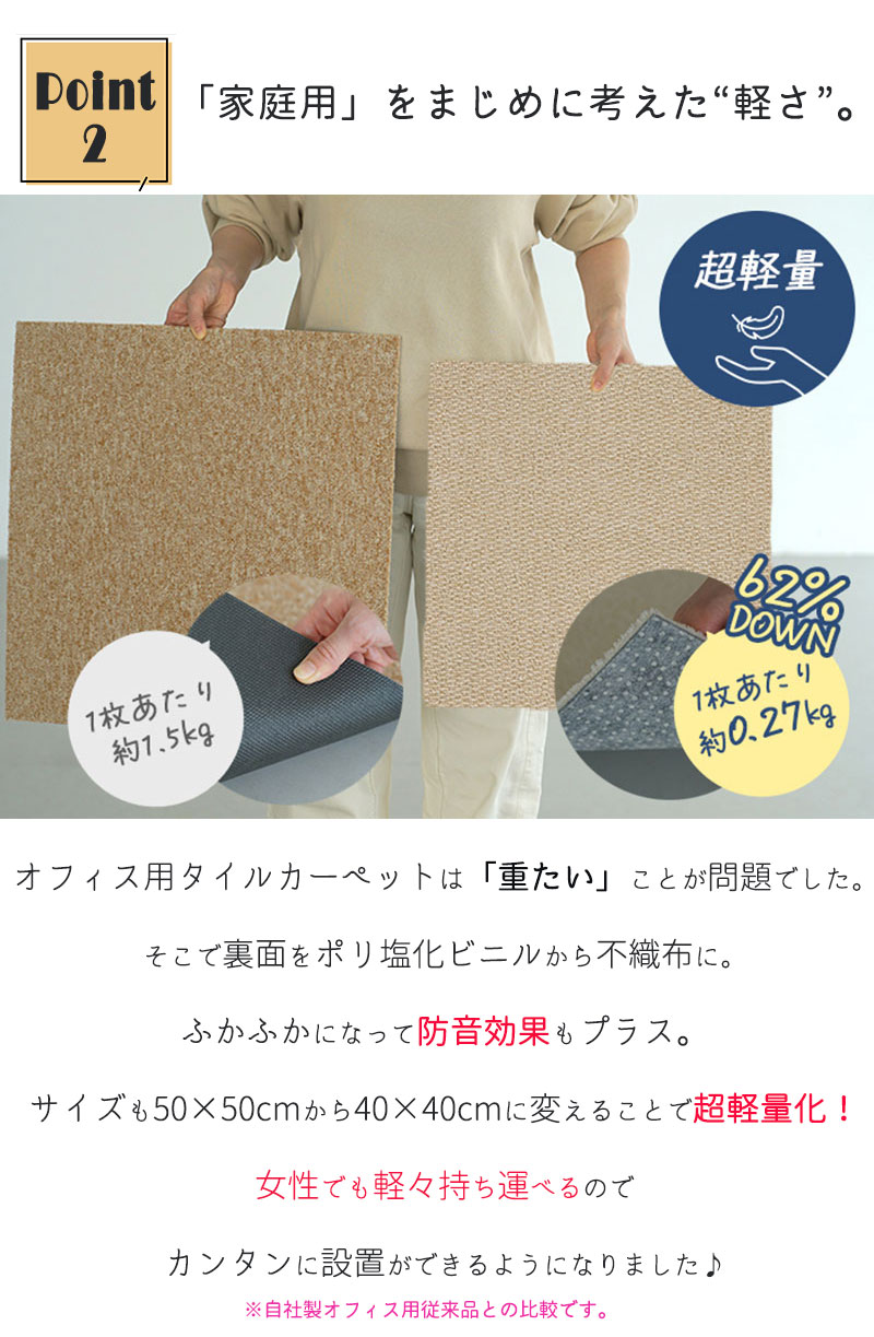 スミノエ 【送料無料】防音 防炎 洗える タイルカーペット フロー