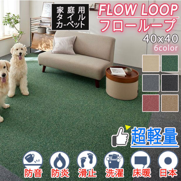 スミノエ 【送料無料】防音 防炎 洗える タイルカーペット フロー