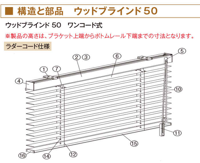 ウッドブラインド（立川機工　タピオ） タピオ ウッドブラインド50・ループ式（ラダーコード仕様） | 立川機工