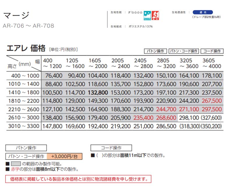 エアレ　価格表