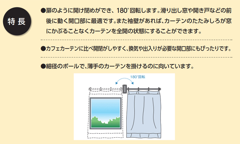 タチカワの装飾カーテンレール(小窓用) スイングレール セット 0.6m(リングランナー付き)｜interiorkataoka｜05