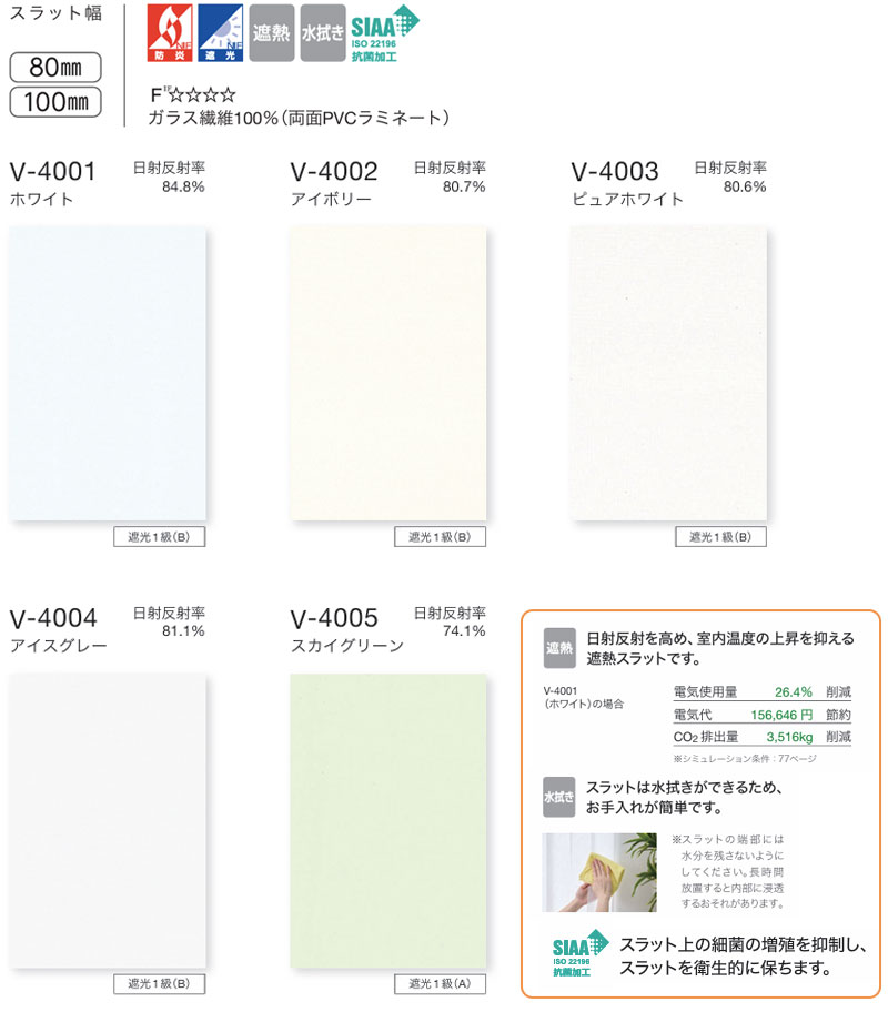 タチカワブラインド 業務用バーチカルブラインド ミント遮光遮熱 V4001