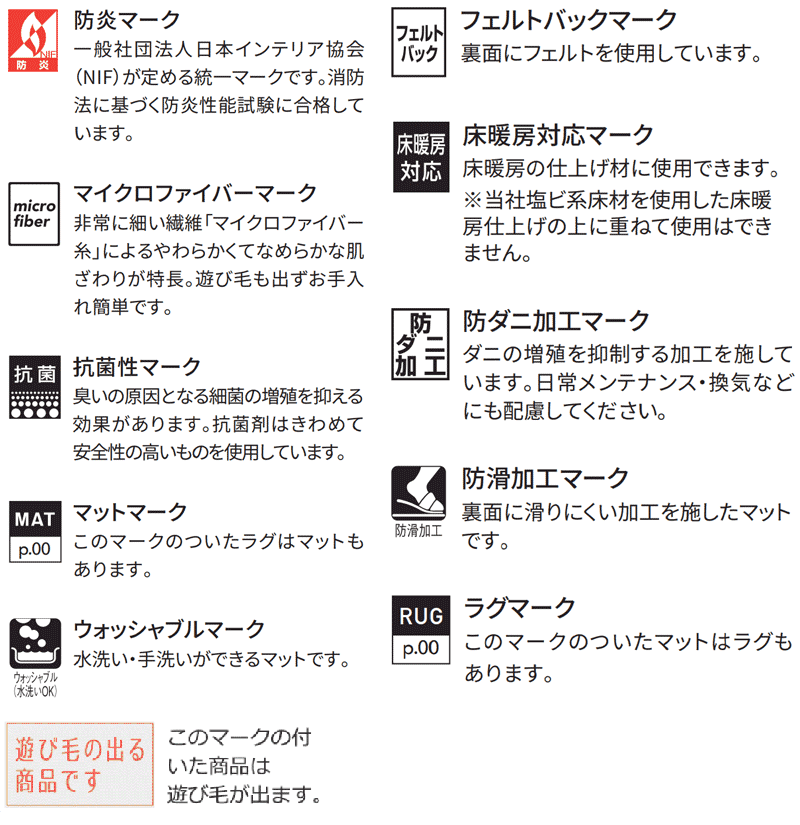 東リラグの機能マーク