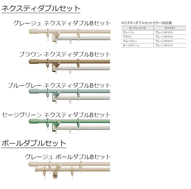 装飾 カーテンレール 無駄を削ぎ落としたシンプルデザイン モノブレンド16 ネクスティダブル正面付 A・Bセット 3.10m_6