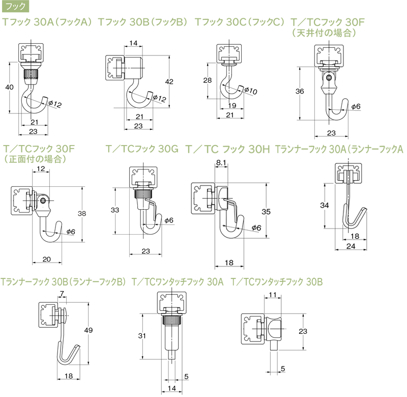 取付寸法図/キャップ寸法図