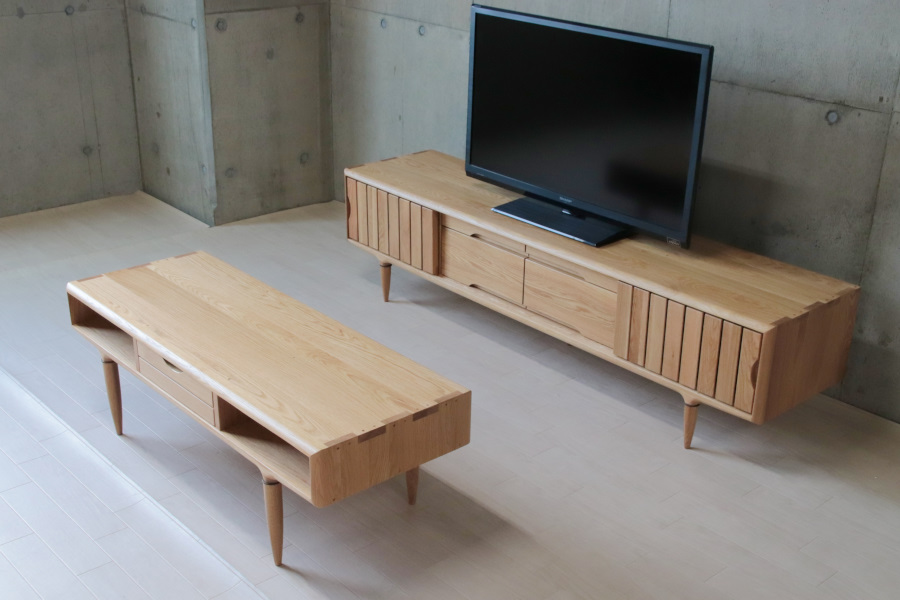 木製テレビボード ナチュラルウッド 6引き出し テレビボード 180 オーク テレビ台 無垢材 ローボード 天然木 木製