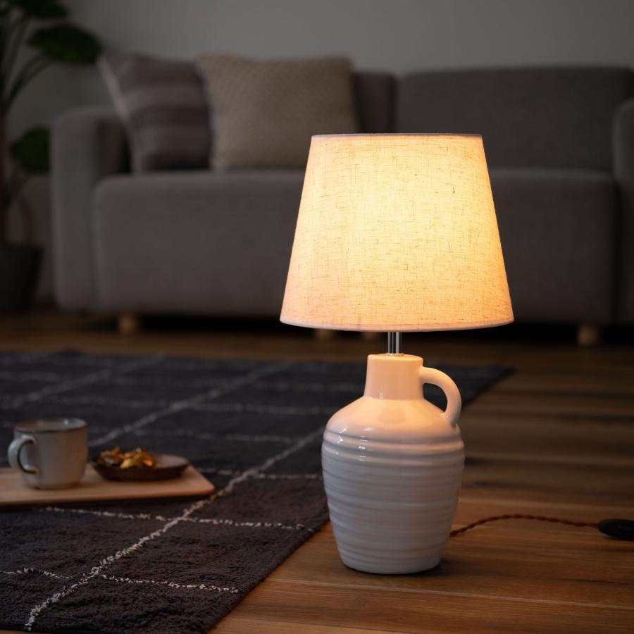 テーブルライト 幅25cm 高さ47.5cm アルミ 電球付き 陶器 エジソン電球 暖色 おしゃれ 北欧 間接照明 組立式