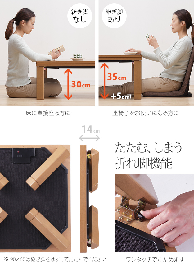 幅広type こたつ テーブル 折れ脚 スクエアこたつ-バルト90x60cm ヘリンボーン織り掛布団 2点セット テレワーク リモートワーク 在宅ワーク  通販