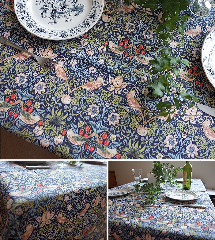 モリス デザイン テーブルクロス サイズ約132×178cm いちご泥棒