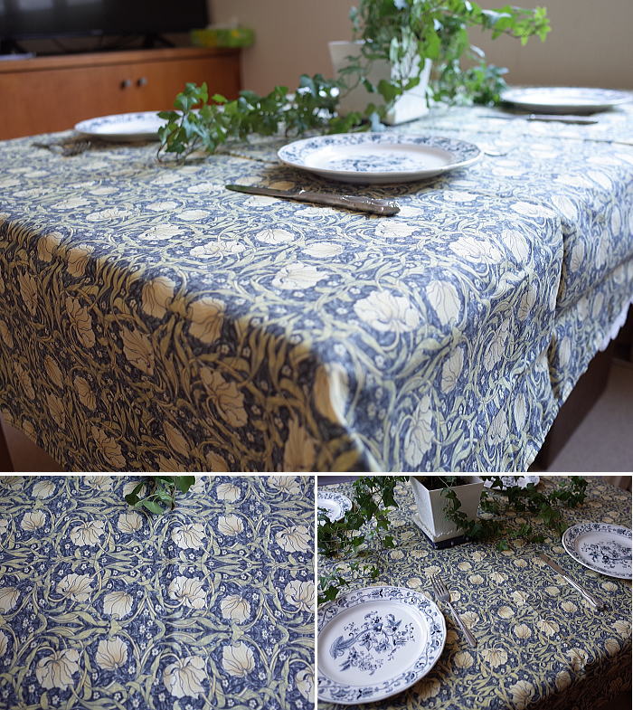 ウイリアムモリス ピンパーネル テーブルクロス サイズ約132×228cm