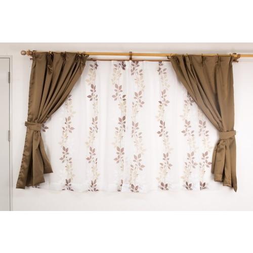 2枚セット　遮光ダブル　レースカーテン 花柄 グレー　135×100 interirug_z0001-nordic-lace4