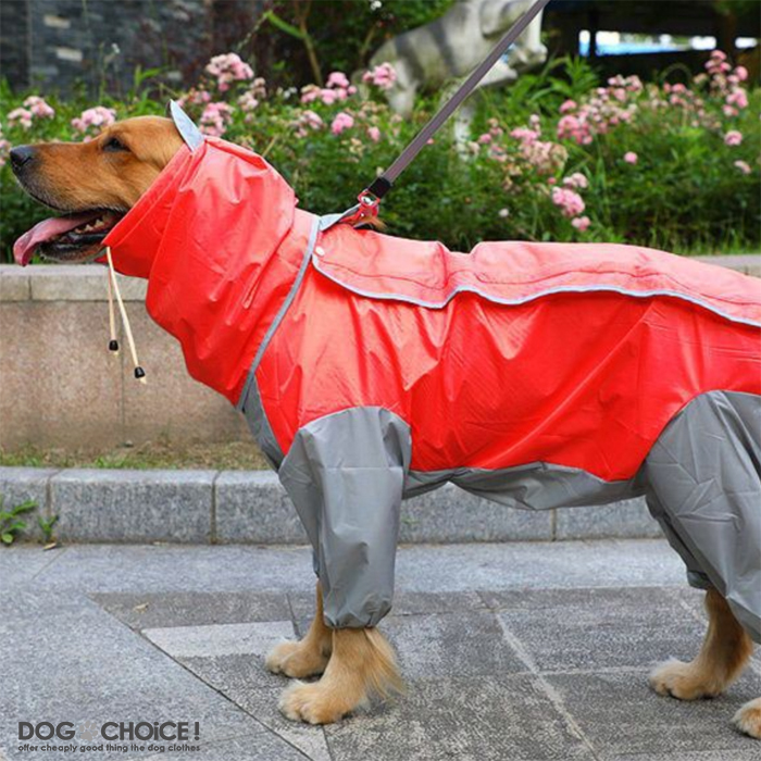 大型犬向け 背面マジックテープタイプ 22#-30# 背面がマジックテープになっているフード付きフルカバータイプのレインコート 中型犬から大型犬 雨の日の散歩 |  | 08