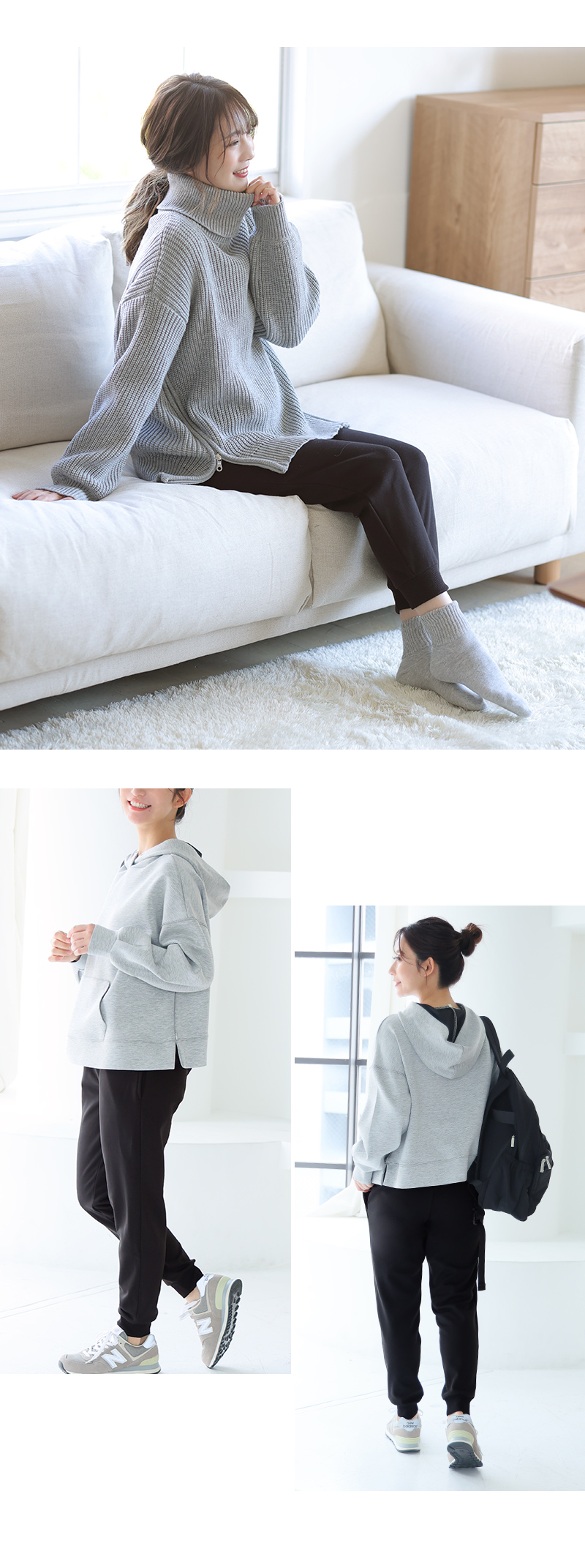 ブラック 裏起毛 シャギー ジョガーパンツ