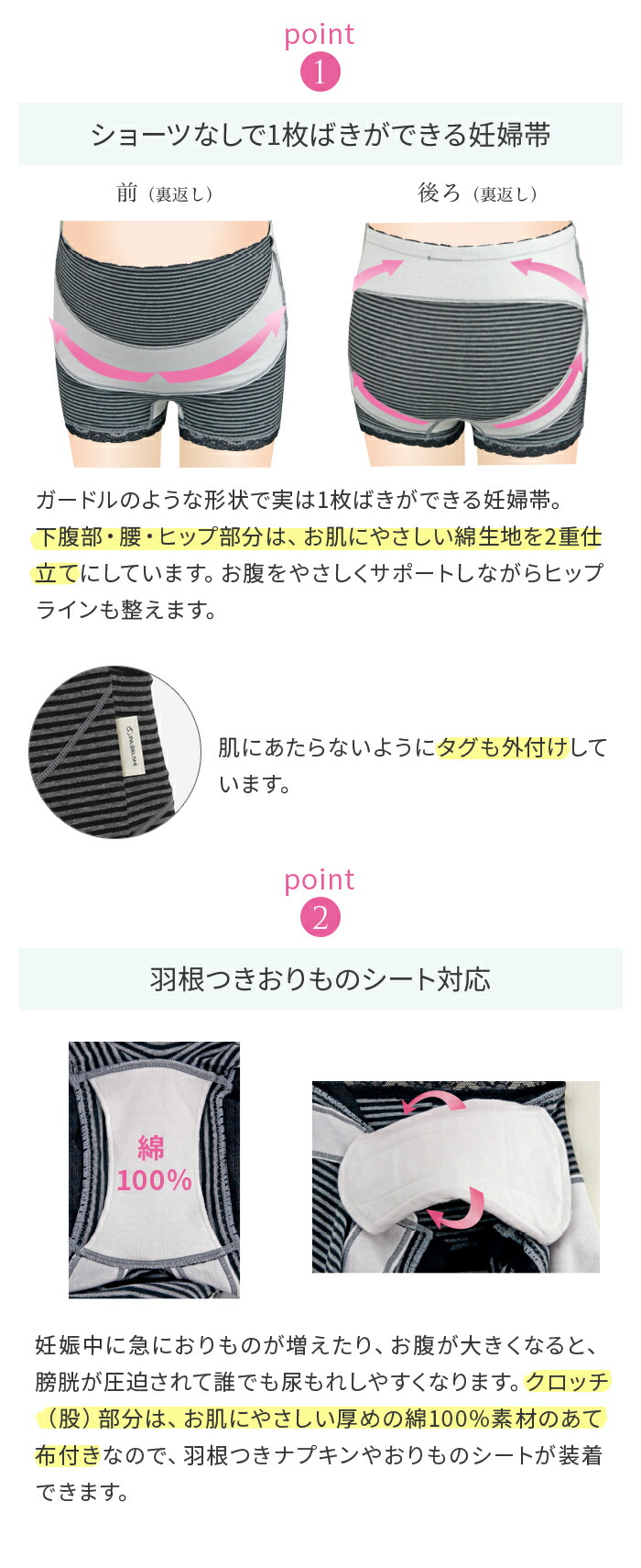 ママと犬印の共同開発商品 らくばきパンツ妊婦帯 ママの声