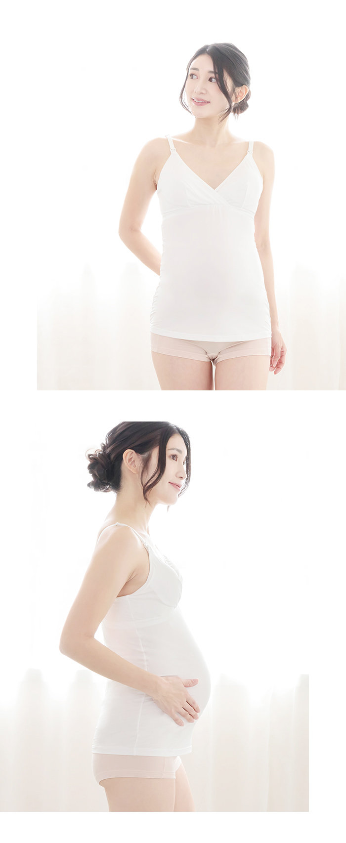 犬印本舗 マタニティ 授乳しやすい 2WAY授乳 キャミソール カップ付き ブラトップ ブラック ホワイト M L