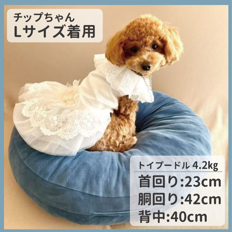 犬服 （ 刺繍 ウェディングドレス ） S~XL 小型犬 レース ホワイト 