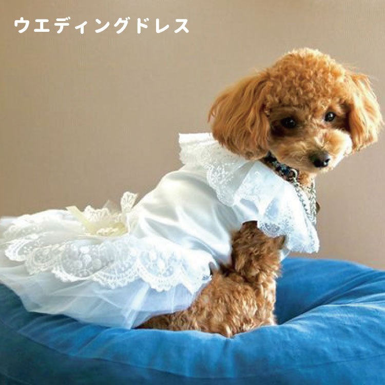 犬服 （ 刺繍 ウェディングドレス ） S~XL 小型犬 レース ホワイト リボン 豪華 ペット トイプードル ダックス シュナ 洋服 おしゃれ 結婚式