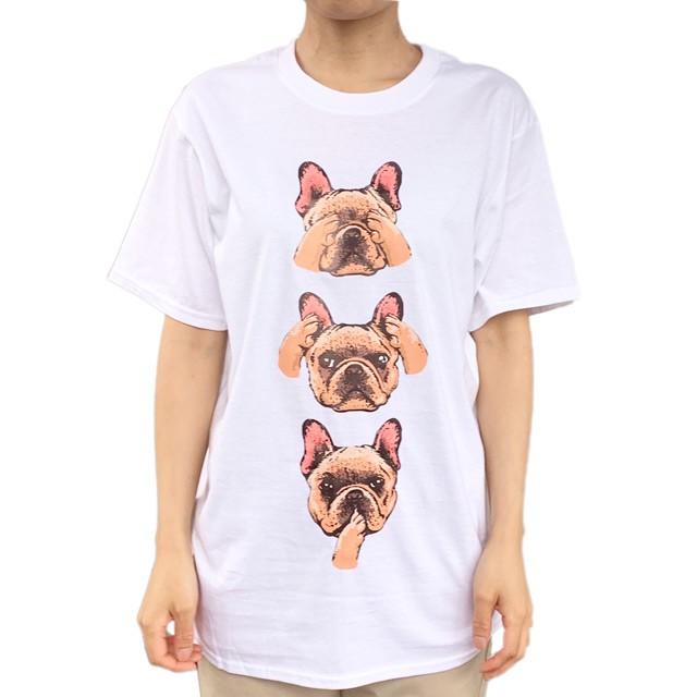 ディースクエアード☆グレー　Tシャツ　犬　フレンチブルドッグ フレブル 立ち姿ポーズ Tシャツ dog27 イラスト 犬 フレンチ