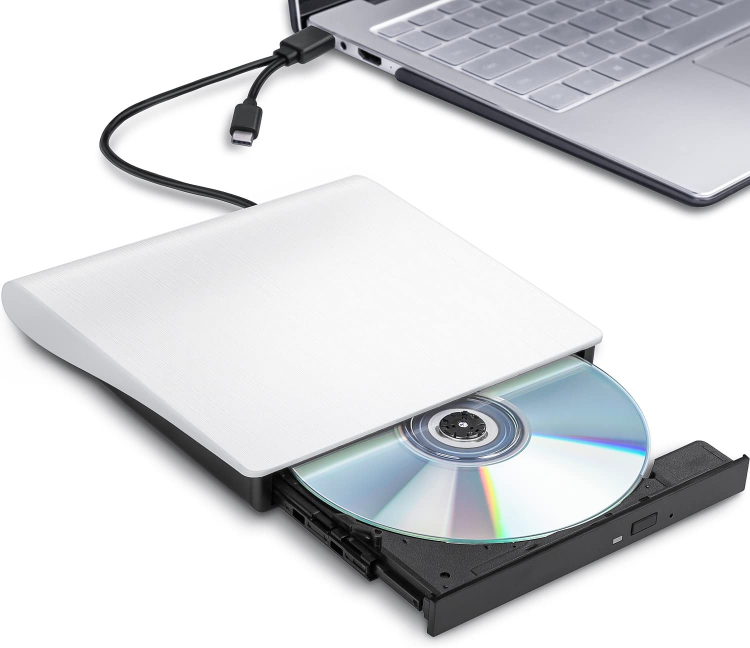 DVDドライブ usb3.0 パソコン windows CD ポータブル 接続 外付け ブラック 書き込み type-c 簡単 高速 mac プレーヤー ホワイト 静音 高品質｜invitation｜03