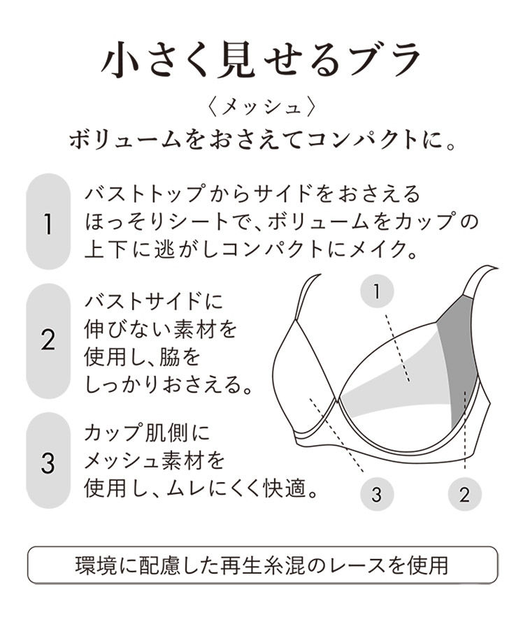 ワコール 小さく見せるブラ (メッシュ) BR...の詳細画像3