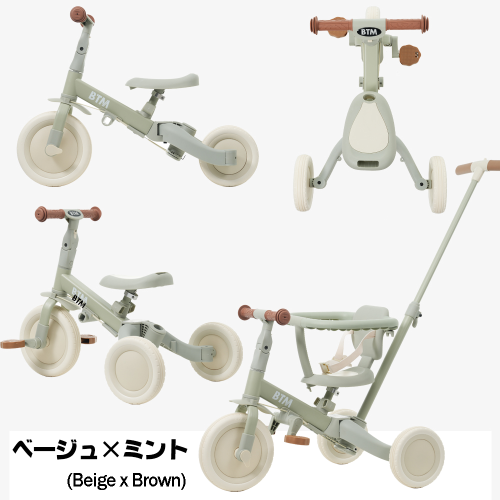 BTM 子供用三輪車 5in1 セーフティーガード&ベルト付き キック