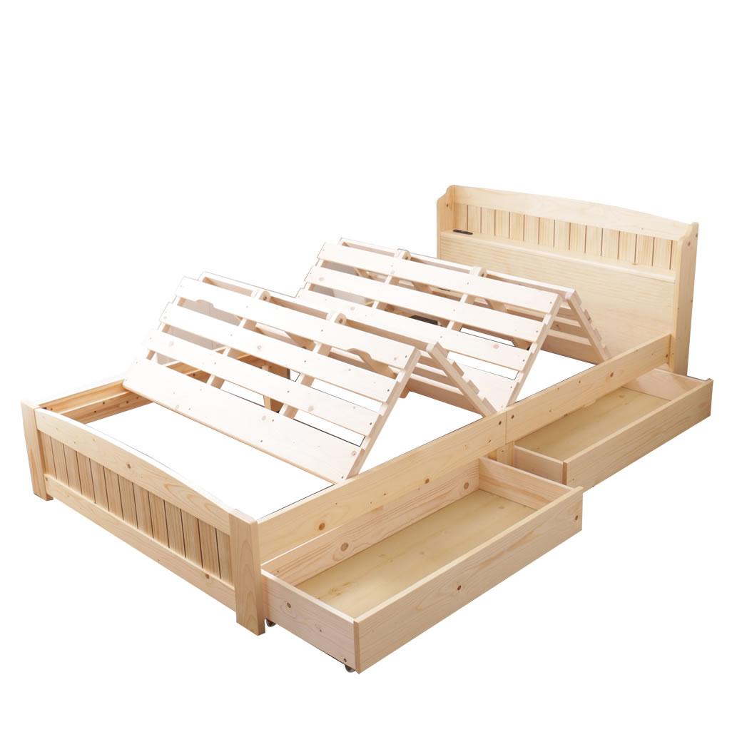 ネルコンシェルジュ ラルーチェ 天然木 すのこベッド 引出し収納付