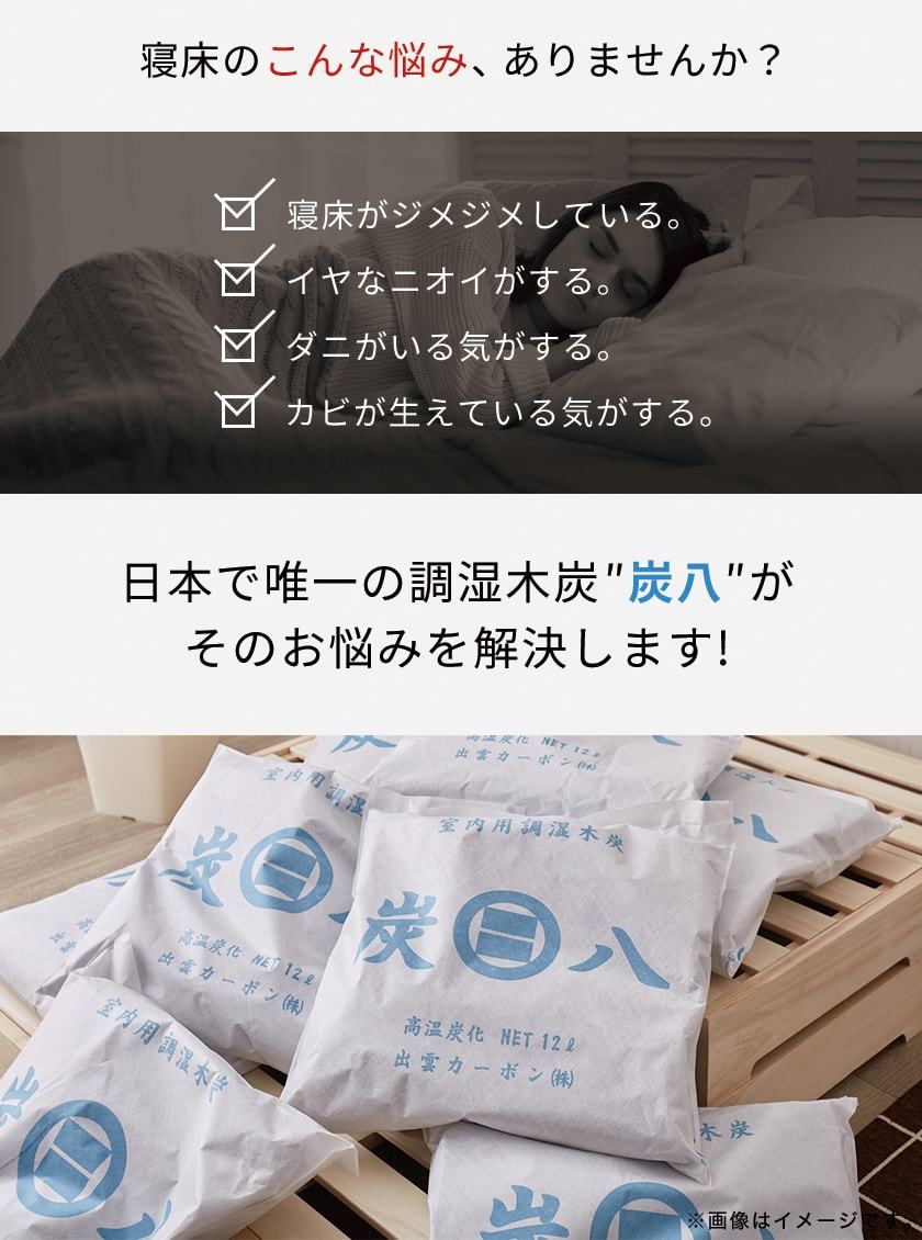 ネルコンシェルジュ 炭八 調湿木炭 室内用 大袋 45×45cm 12L 8袋セット