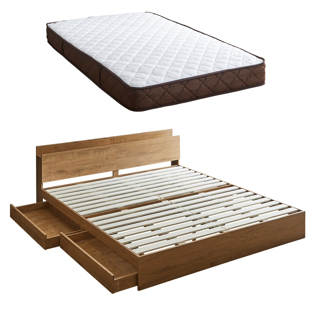 ネルコンシェルジュ ベッド 収納 キングベッド マットレス付き 収納