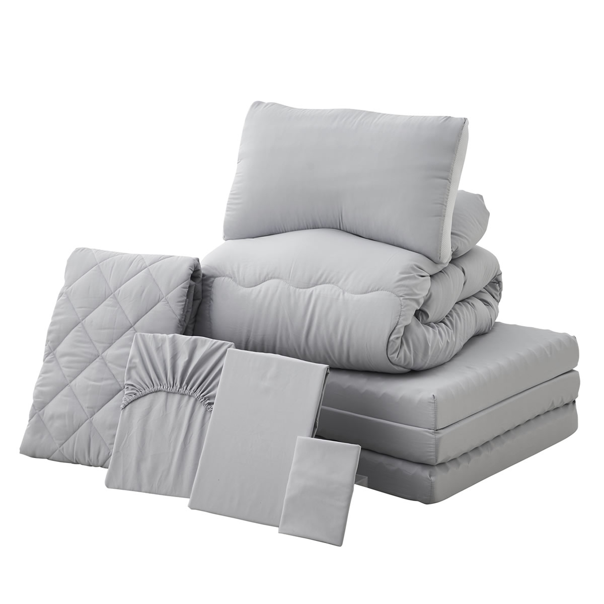 ネルコンシェルジュ 3つ折りウレタンマットレス付きベッド用 布団7点