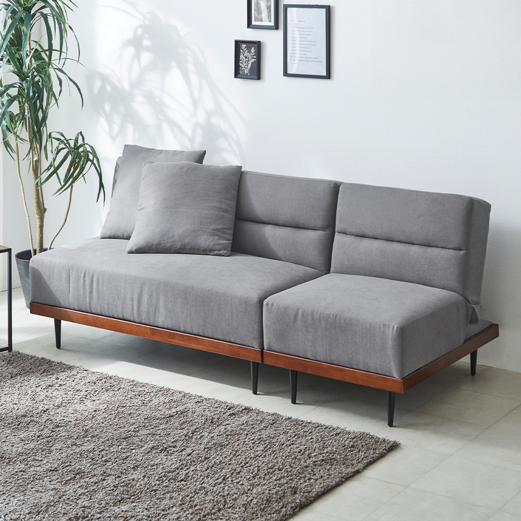 ソファベット　3段階リクライニング　オットマン ソファベッド 3人掛け 120cm幅 オルフ リクライニング オットマン