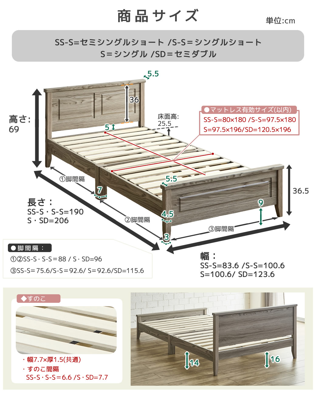 ネルコンシェルジュ 簡単組立ベッド すのこベッド 工具不要 5分で完成
