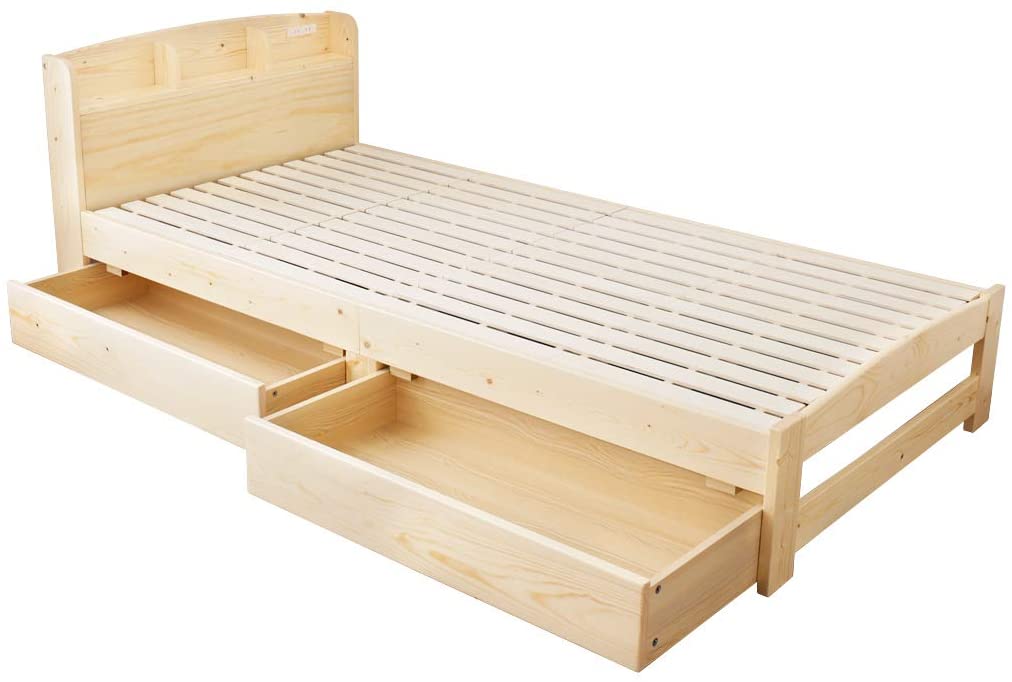 セリヤ 収納すのこベッド シングル フレームのみ 木製 棚付き コンセント 北欧調 カントリー調 ナ...