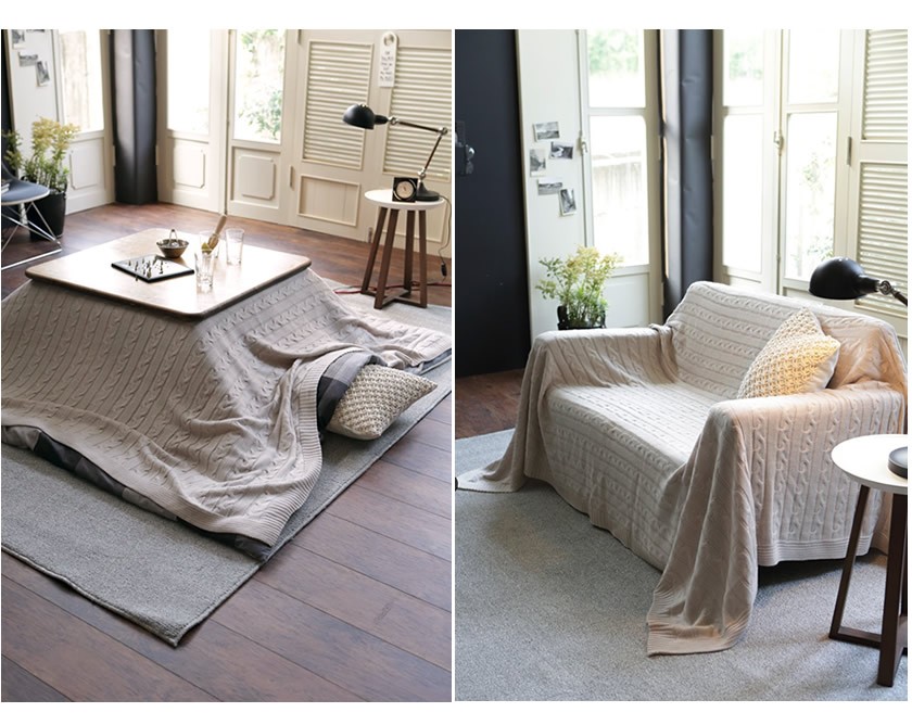 Fab the Home マルチカバーL190×240 Cable Knit ケーブル編み
