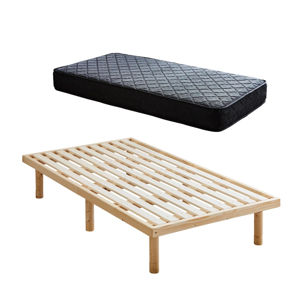 すのこベッド シングルベッド 木製ベッド マットレス付き マットレスセット ポケットコイルマットレス 組立簡単 ヘッドレス ベット 低ホルムアルデヒド