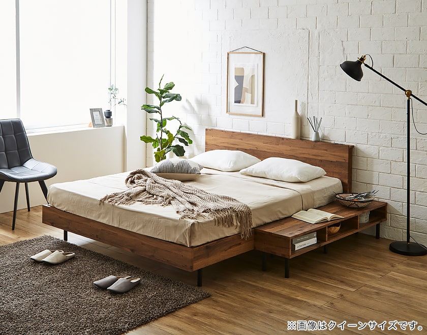 棚付きベッド すのこベッド ベッドフレームのみ ダブル 木製 