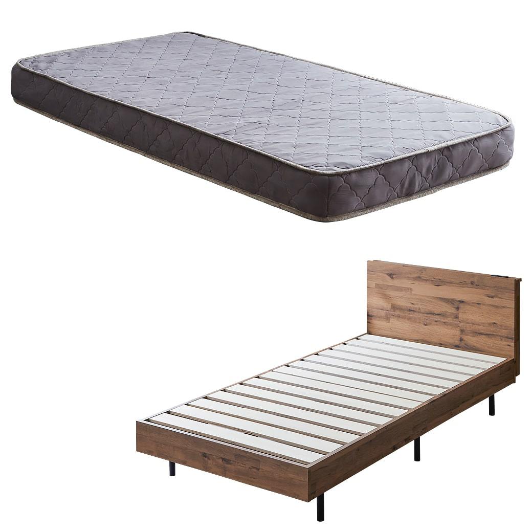 棚付きベッド すのこベッド 厚さ15cmポケットコイルマットレスセット シングル 木製 コンセント ベッド おしゃれ すのこベッド｜ioo-neruco｜02
