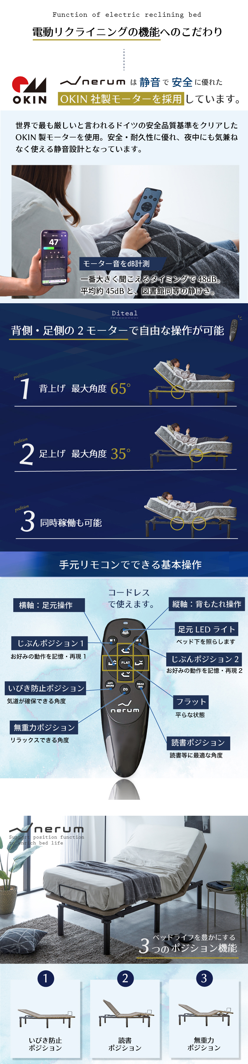 OKIN社製静音2モーターを使用しています。