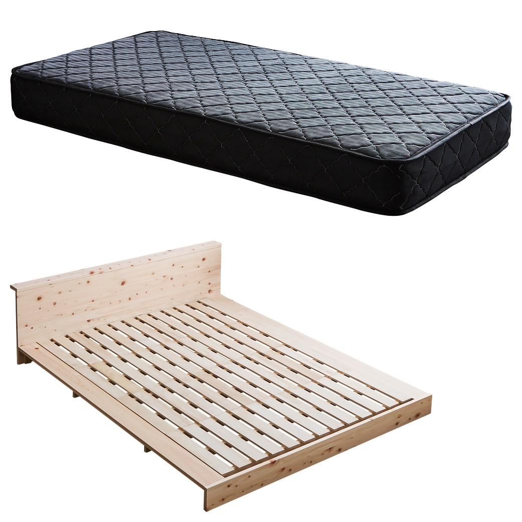 檜ローベッド 桐すのこベッド 2サイズ対応 クイーン 厚さ20cmポケット