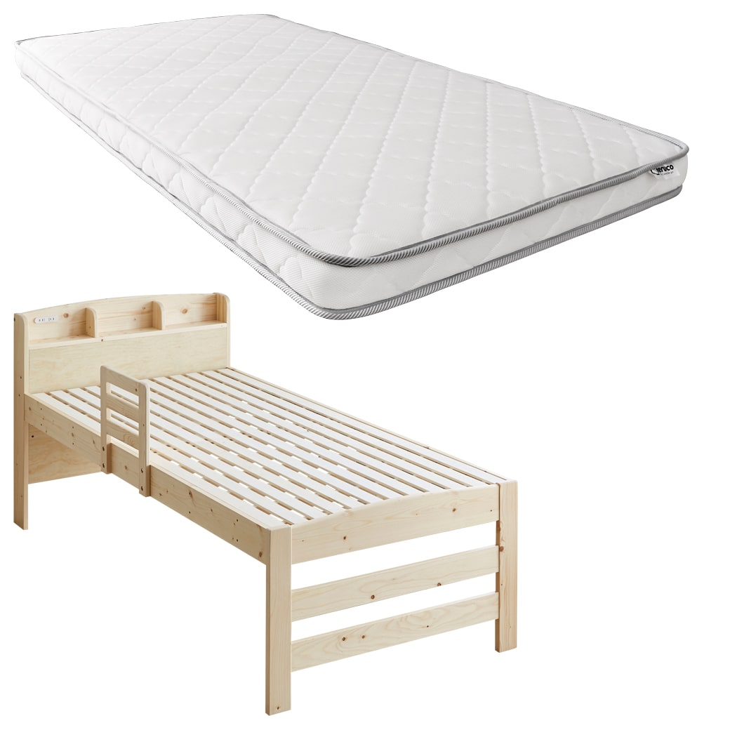 ベッド すのこベッド ハイタイプ シングル 厚さ11cm薄型ポケットコイル