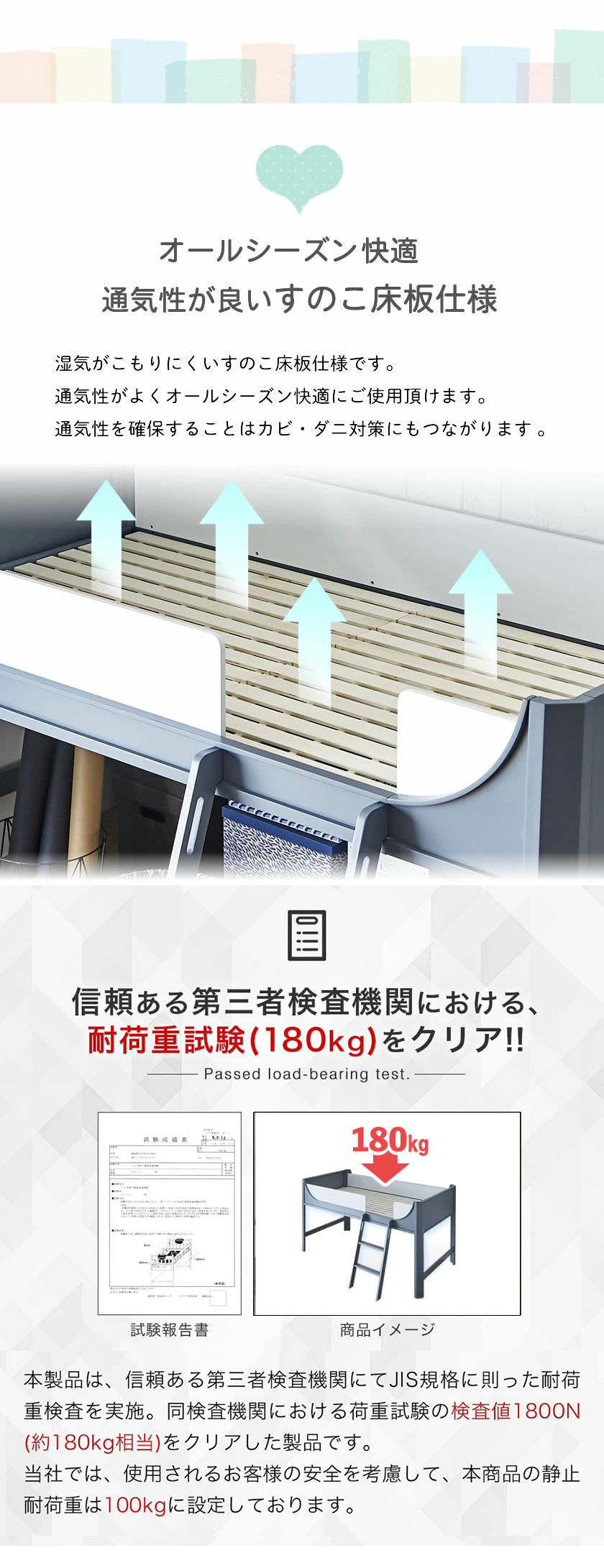 すのこベッド 通気性のよいすのこ床板