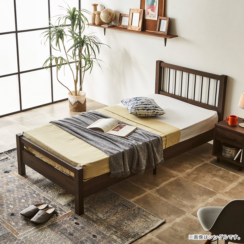 すのこベッド ダブル ベッド単品のみ 木製 スチール脚
