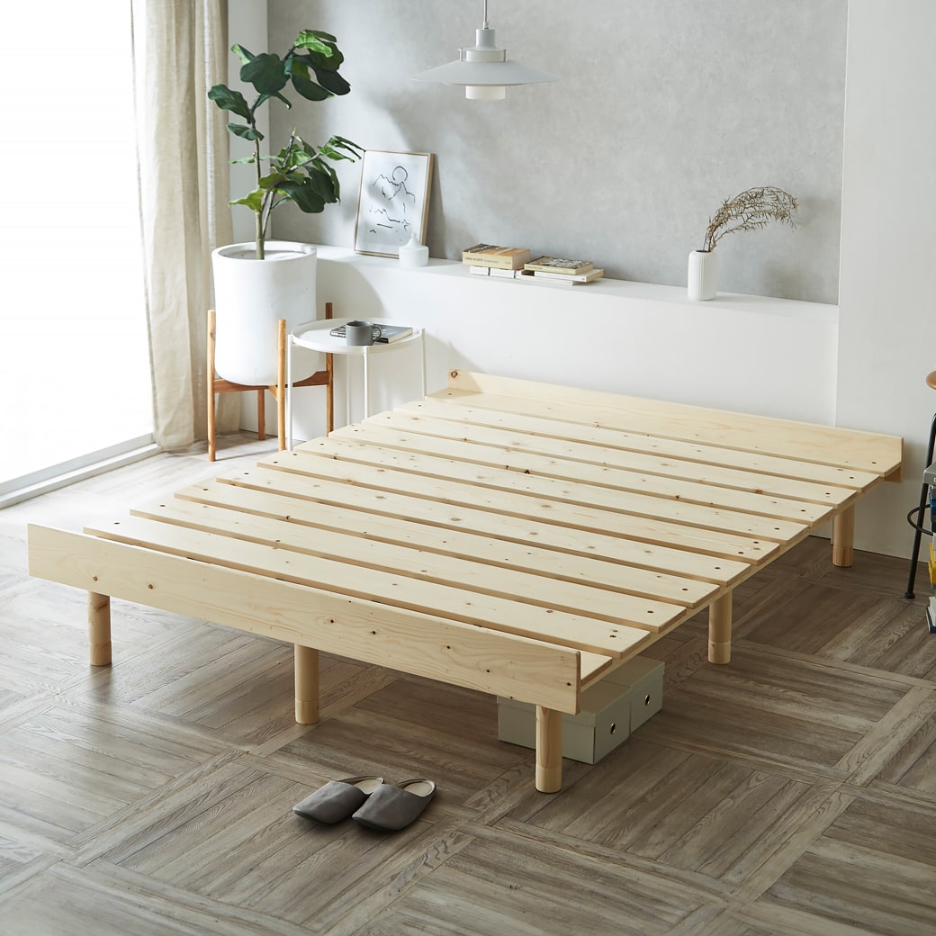 すのこベッド クイーン ベッド単品のみ 木製 頑丈 ヘッドレス 高さ3段階 マーヴィン 新商品｜ioo-neruco｜03