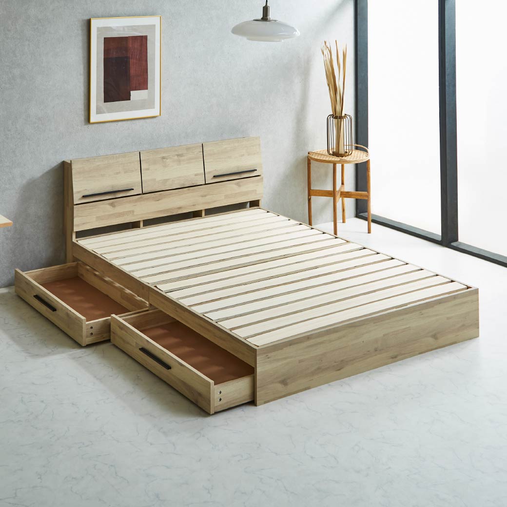 ベッドフレーム ダブルサイズ シンプル すのこ 収納付き 家具 d4685