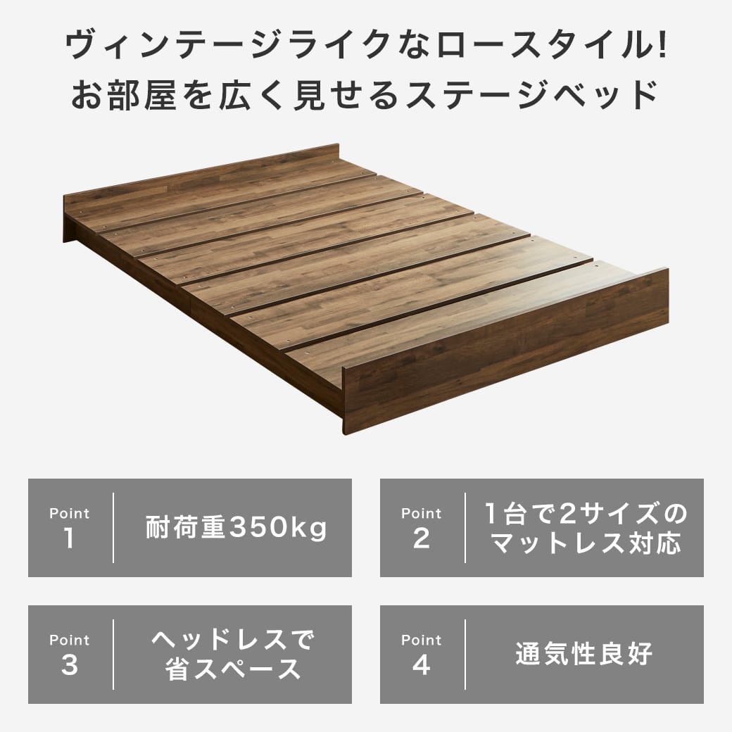 ヘッドレスステージベッドアーデンの商品ポイント