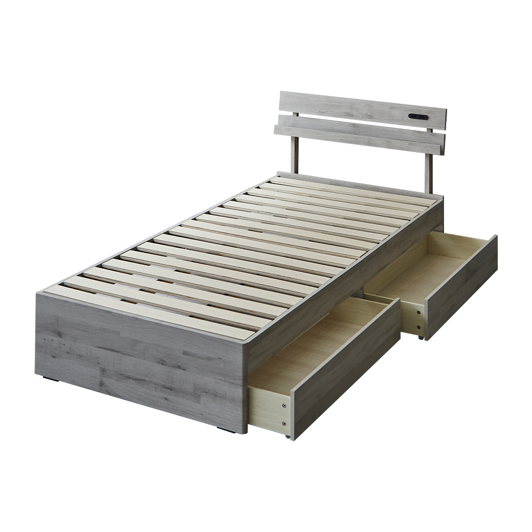 すのこベッド 引き出し収納 棚付き Elmi シングルサイズ ベッド