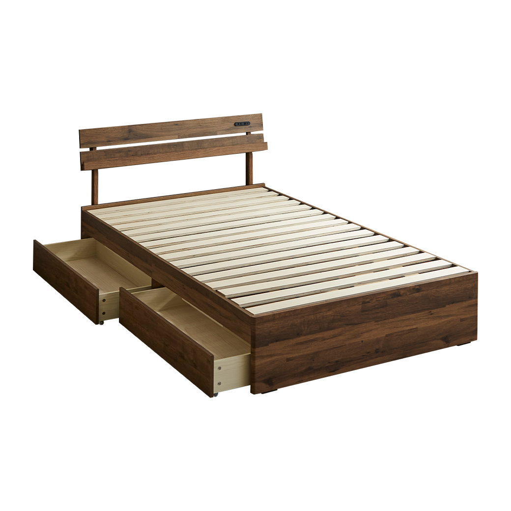 すのこベッド 引き出し収納 棚付き Elmi セミダブルサイズ ベッド