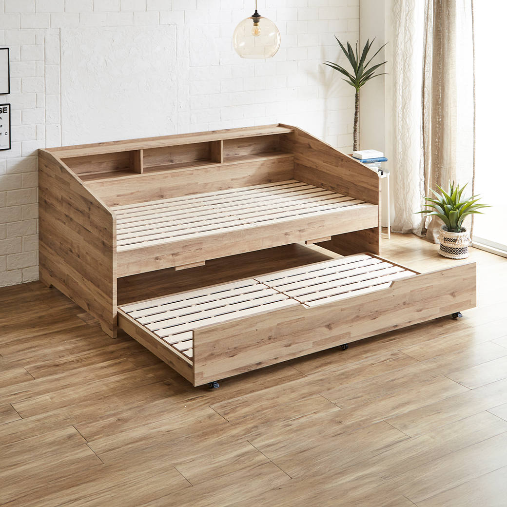 サイド棚付きベッド 親子ベッド デイベッド Shelvesbed シングルベッド